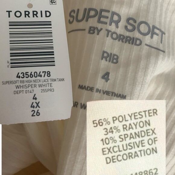 TORRID Ribbed High Neck Tank w/ Pretty Detailing Around Neck NWT Size 4X - Picture 6 of 6
